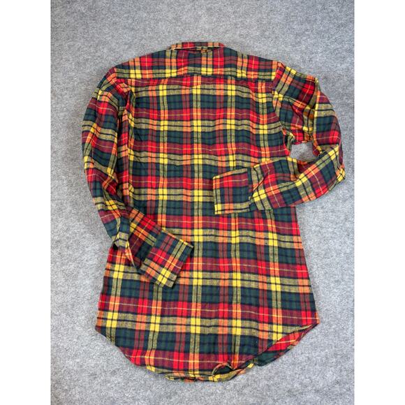 VTG 90s Marshall Field Company Flannel Plaid Button Up Shirt Mens M Green Yellow - Picture 6 of 8